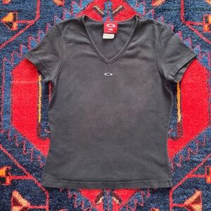 Vintage Oakley Center Logo V-Neck T-Shirt
